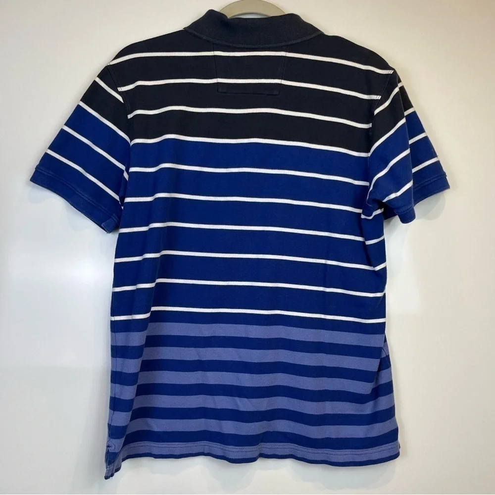 2/$30 Banana Republic Navy and Blue Striped Polo Shirt